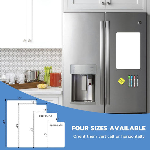Magnetic Whiteboard for Fridge, Refrigerator Dry Erase Board, Small White Board with 4 Markers and 1 Eraser, 23 x 15 Inches...