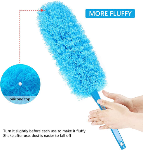 Rainbow Static Duster 24inch Reusable Microfiber Electrostatic Dusters with 2 Beandable and Washable Duster Head for Cleaning Home, Office, Car...