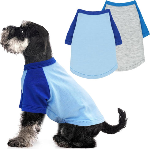2 Pack Puppy Clothes for Small Dogs Summer Dog Shirt Soft Stretchy Dog Clothes for Medium Dog T-Shirts Lightweight Dogs Pet Cat Vest Clothing (Blu...