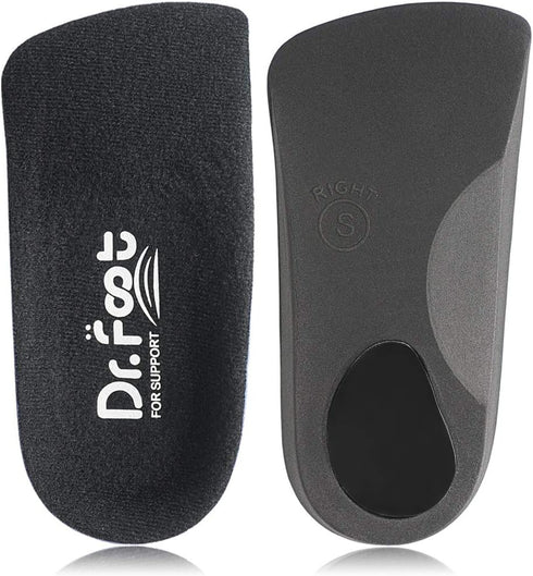 Dr. Foot's 3/4 Length Orthotic Inserts, Self-Adhesive Half Shoe Insoles for Flat Feet, Plantar Fasciitis, Fallen Arches, Over-Pronation, Heel Spur...