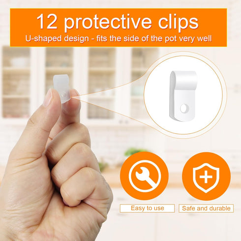 12pcs Dutch Oven Lid Protector Clips, Cookware Protector Clips Replacement Plastic Bumpers Stacking and Storage Protective Clips for Dutch Oven Po...