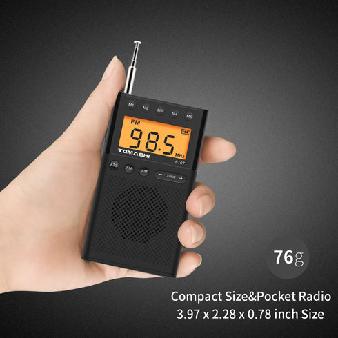 AM FM Portable Radio Portable Radio with Loud Speaker, Headphone Jack, 2AAA Battery Operated Radio for Long Range Reception Large LCD Screen, Digt...