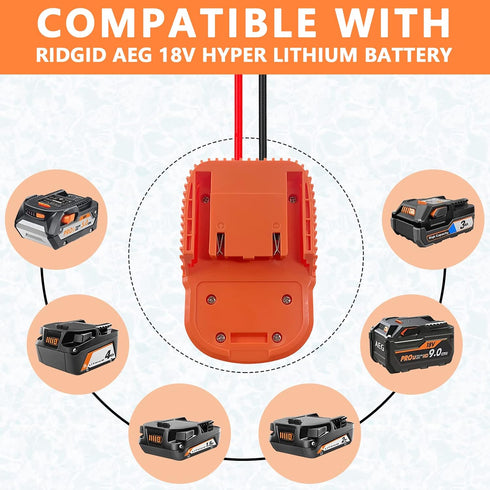 EID Power Wheels Adapter for Ridgid Battery 18V AEG Hyper Li-ion Battery Dock Power Connector with 14AW Wire and Fuse for DIY Use, RC Toy, Rc Car ...