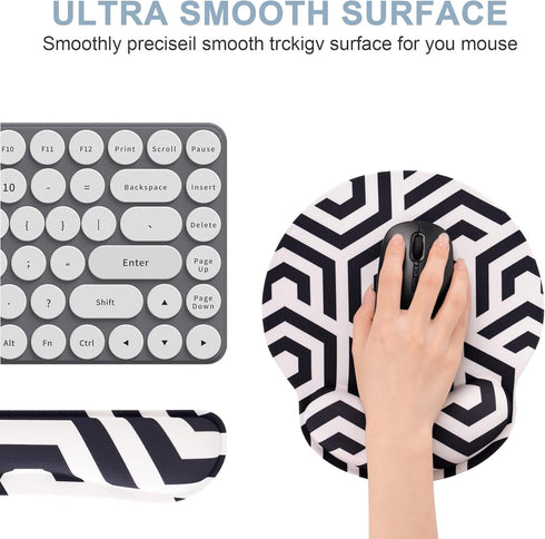 Mouse Pad Wrist Support Keyboard Wrist Rest, Ergonomic Mouse Pad with Non-Slip Base for Computer Office Home+Cup Coasters, Easy Typing & Pain Reli...