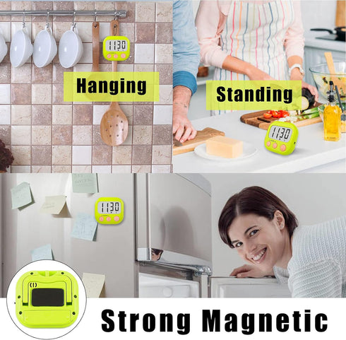 6 Pack Digital Kitchen Timers for Cooking Magnetic Timer for Cooking Loud Alarm green...