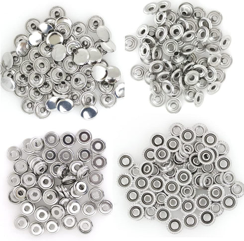 120 Pieces Stainless Steel Snap Fastener, BetterJonny 15mm Heavy Duty Snap Button Press Stud Cap for Jeans Fabric Jackets Clothes Bag Leather DIY ...