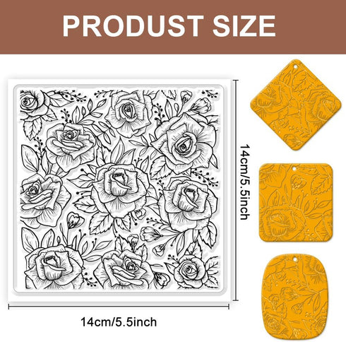 CHGCRAFT Polymer Clay Texture Sheets Rose Background Silicone Texture Stamp Sheets for Polymer Clay Texture Mat for Making Earrings Jewerly, Polym...