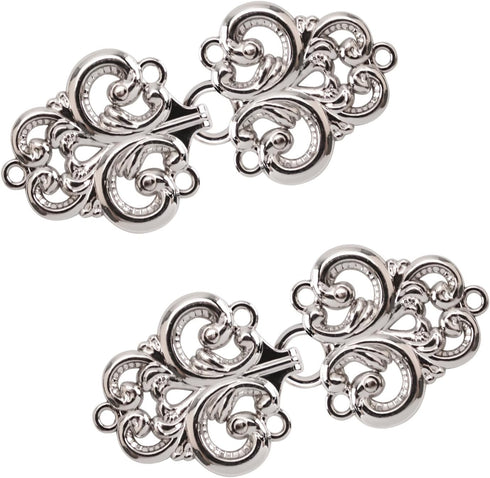 WANDIC Cloak Clasp Fasteners, 2 Pairs Vintage Cape Clasps Swirl Flower Fasteners Clasps for Clothing Sew on Hooks and Eyes, Silver...