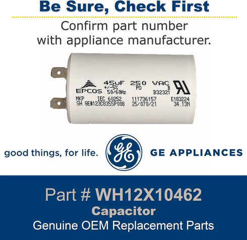 GE WH12X10462 Genuine OEM Capacitor for GE Washing Machines...