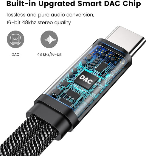 MOSWAG USB C to 3.5mm Headphone and Charger Adapter, 2-in-1 USB C to Aux Audio Jack Hi-Res DAC and Fast Charging Dongle Cable Compatible with Pixe...