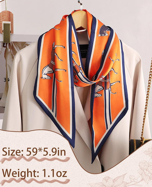 Silk Neck Scarf Printed Scarves Head Women'S Fashion Oblique Angle Satin Scarfs For Bag Hair 59” X 5.9”...
