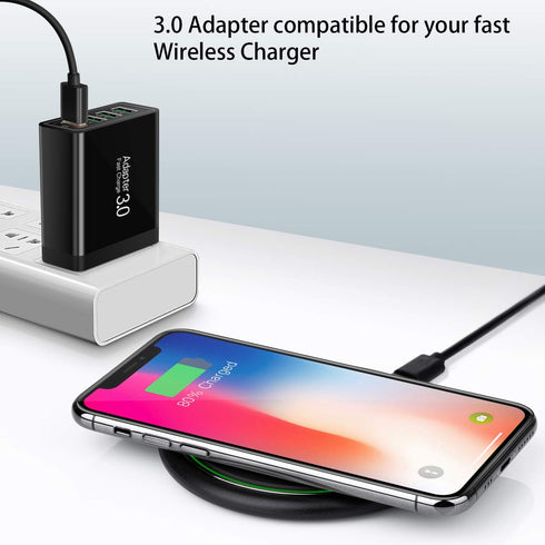 3-Pack Fast Charging 3.0 Wall Charger, 4-Ports USB Charger Block, iSeekerKit Multi USB Power Adapter, Dual Charging Box Plug Brick Cube Compatible...