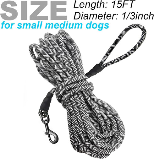 Long Rope Leash for Dog Training 12, 15, 22, 30, 50, 75, 100ft Check Cord Recall Agility Lead Dog Tie Out Line for Large Medium Small Dogs, Great ...