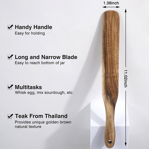 Spurtle for Sourdough Starter, Spreading, Cooking, Mixing, Reaching Bottom of Jar, Kitchen Utensils, Spurtles Kitchen Tools Wooden Kitchen Utensil...