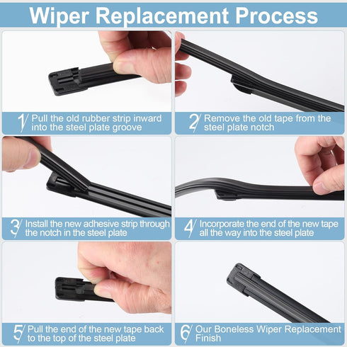 Silicone Windshield Wiper Blades Refills (Pack of 2), Adjustable Automotive Rubber Frameless Window Boneless Insert Wiper Blade Refill Universal f...