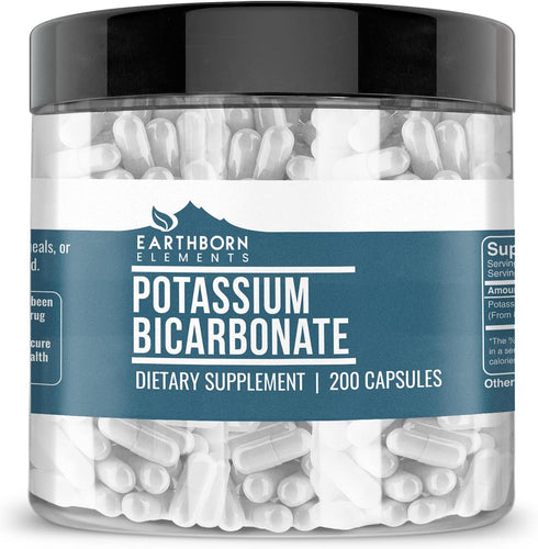 Earthborn Elements Potassium Bicarbonate 200 Capsules, Pure & Undiluted, No Additives...