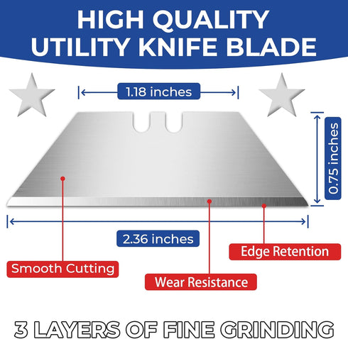 DIYSELF Utility Knife Blades 100 Pack, Box Cutter Blades Refills with Dispenser, Razor Blades Utility Knife Replacement Blades, Utility Blades for...
