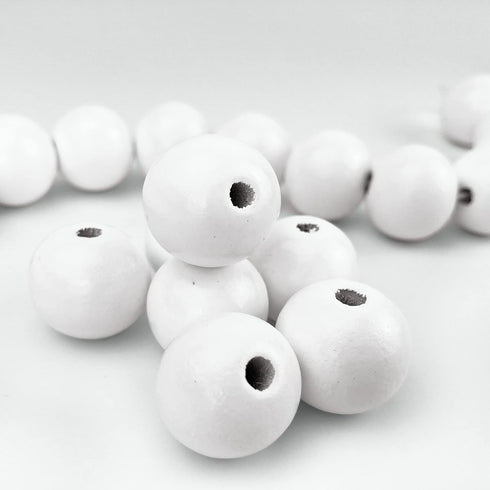 100 Painted White Wood Beads 20mm or 3/4 Inch Wood Beads with 3mm Hole...