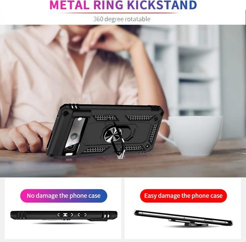 for Google Pixel 7A Case with Screen Protector, Military Grade Armor Shockproof Heavy Duty Protective Cover Pixel 7A Phone Case with Kickstand Mag...
