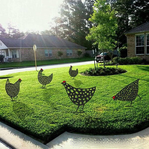 5 Pieces Chicken Yard Garden -Hollow Out Rooster Animals Shape Yard Decoration Art Decoration for Yard Lawn, Garden, Pathway,Outdoor...
