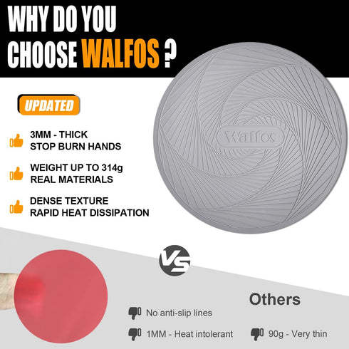 Walfos 12-Inch Silicone Microwave Mat & Pot Holders, Non-Slip Heat Resistant for Oven, Hot Pot, Bowl...