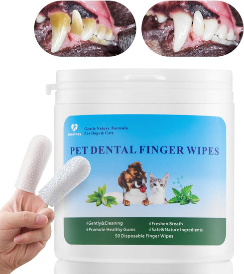 Dog Teeth Cleaning Wipes Nature Pet Dental Finger Wipes for Dogs Cats Remove Bad Breath,Reduce Plaque and Tartar Buildup Disposable Gentle Pet Den...