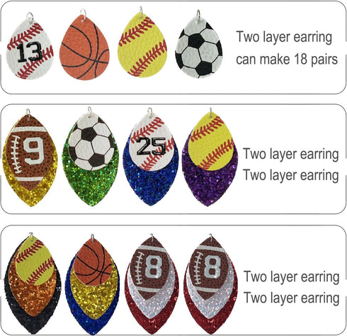 GraLeS 183 Pcs Football Earrings Faux Leather Earring Making Kits for Jewelry Making Custom Player Number Charms Earrings for Women DIY Earring Ma...