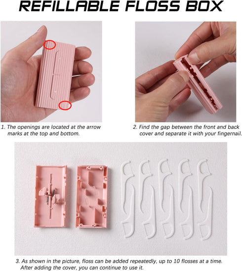 Pink Dental Floss, 2 Pack 10 Count and 50 PCS/Box, Total Package of 70 Picks Adult Floss in Set Meal. The Perfect Portable Flossing Travel Set for...