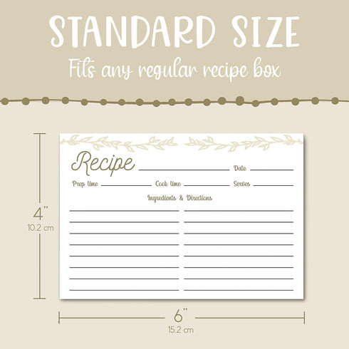 Dekali Designs Rustic Recipe Cards 4x6 Inches (50 Pack) Double Sided Index Cards with Cute Floral Design...
