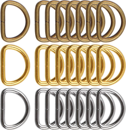 BronaGrand 120 Pieces 1/2inch Metal D Ring Buckles D-Ring Loop for Handbag Purse Clothes DIY Accessories,3 Colors...