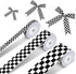 3 Rolls Black Grosgrain Ribbon White Checkered Printed Ribbon?15 Yards Crafts Racing Car Theme Printed Checkered Ribbon?Plaid Buffalo Ribbon?for R...