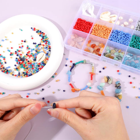 Miss Rabbit 1200pcs Natural Chip Stone Beads 5-9mm Crystal Stone Beads for Jewelry Making Kit 7colors Seed Beads for Bracelet Making Kit Gemstone ...