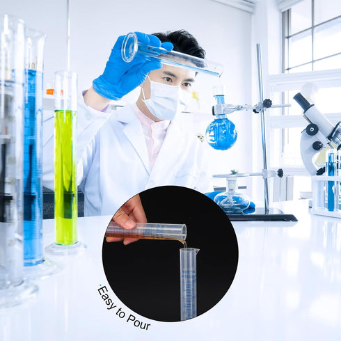 PATIKIL 100ml PP Plastic Graduated Cylinder, Hex Base White Graduations Measuring Cylinder for Lab Home Use, Clear White...