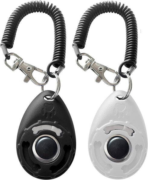 Silicone Dog Treat Pouch and Dog Clickers,Dog Training Pouch Bag with Magnetic Buckle Closure and Waist Clip for Treats,Leash,Walk (Black&Grey 4PC...