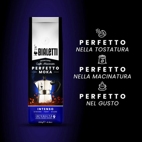 Bialetti Perfetto Moka Café Moulu Intenso (Strong) Dark Roast 250 g...