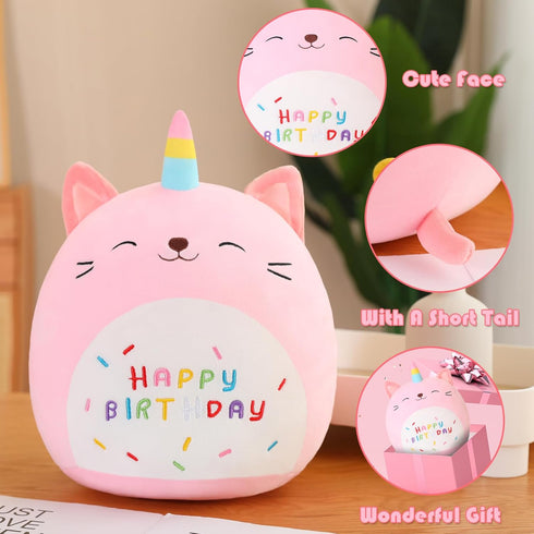 SQEQE Cat Plush Toy Unicorn Cat Stuffed Animal Cute Birthday Cat Plushies Pillow Soft Plushie Doll Gifts for Kid Decor(Pink Caticorn, 10 Inch)...