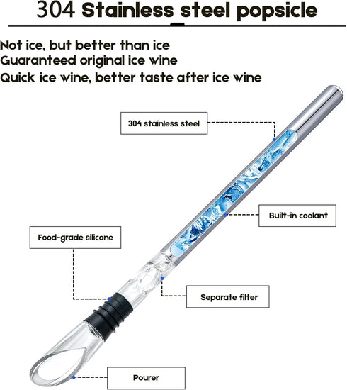 YouYah Wine Chiller Stick 3-in-1 Stainless Steel Wine Bottle Cooler Stick,Rapid Iceless Wine Chilling Rod with Aerator and Pourer,Wine Gift...
