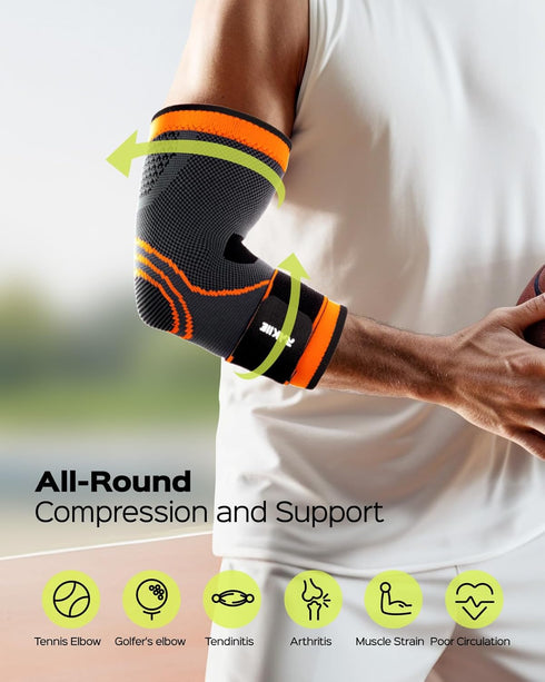 Elbow Compression Sleeve 2 Pack, Elbow Brace for Tendonitis and Tennis Elbow, Pain Relief Elbow Brace for Men & Women, Elbow Sleeve Reduce Joint P...