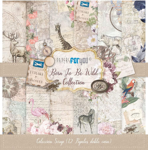 Papers For You - Scrapbooking and Craft Paper Kit | "Born To Be Wild" Collection | Includes 12 Double Sided Papers with Different Designs | Size 1...