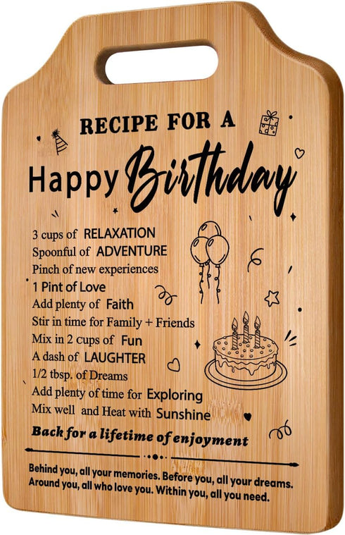 Birthday Gifts for Women, Unique Recipe for A Happy Birthday Cutting Board, Women Birthday Gift Ideas, Womens Birthday Gifts for Her Mom Sister Wi...