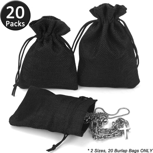 Burlap Drawstring Bags Set, 5.5 x 4 and 4.8 x 3.5, Sacks 20 for Small Favor, Gift, Treat, Goodie, Party, Jewelry, Little Sachet, Coffee Bean, Mini...