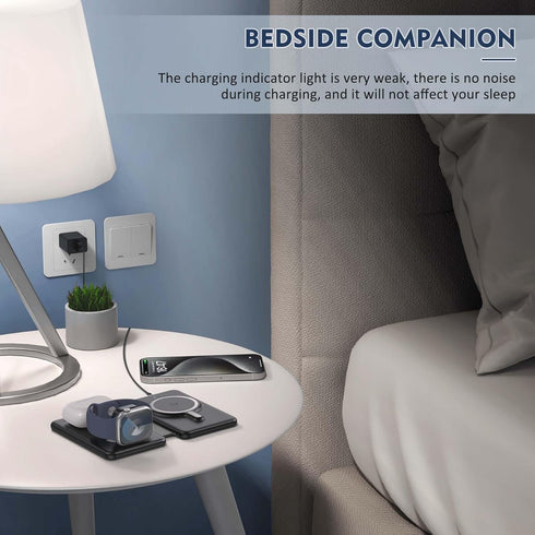 Wireless Charger iPhone - 3 in 1 Charging Station for Apple Devices for iPhone 15 14 13 12 Pro Max Plus - Foldable Magnetic Charging Pad for Apple...