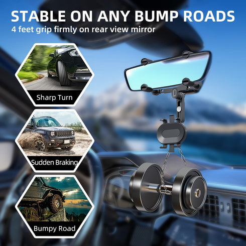 SXhyf Rear View Mirror Phone Holder, 2023 Rotatable and Retractable Car Phone Holder, Universal Car Phone Holder Mount, Cell Phone Holder Car Fit ...