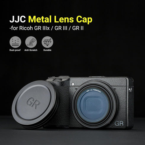 JJC Aluminum Lens Cap Cover Protector for Ricoh GR IIIx GR IIIx HDF GR3x HDF GR III GR III HDF GR3 HDF GR II GR2 with Soft EVA Interior -Black...
