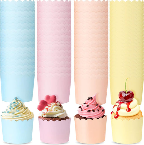 100 Pieces Baking Cups Cupcake Wrappers for Muffins 5.5 oz Multi Color Baking Cups for Desserts Baby Showers Birthday Party Celebrations (Pastel C...
