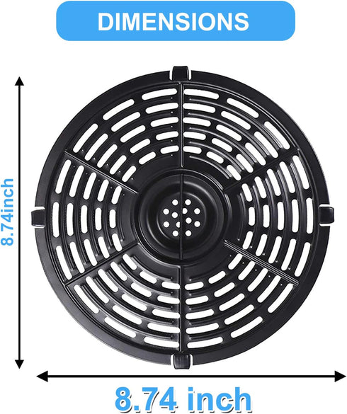 Air Fryer Grill Pan for Power XL 5QT, 8.7'' 5QT Round Non-Stick Replacement Tray Rack Parts Accessories, Dishwasher Safe...