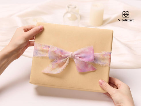 Vitalizart Chiffon Silk Ribbon 1 1/2" x 21Yd Tie Dye Pattern Ribbon Printed for Craft Wedding Bouquet Gift Wrapping Paper Office Home Decor Baby S...