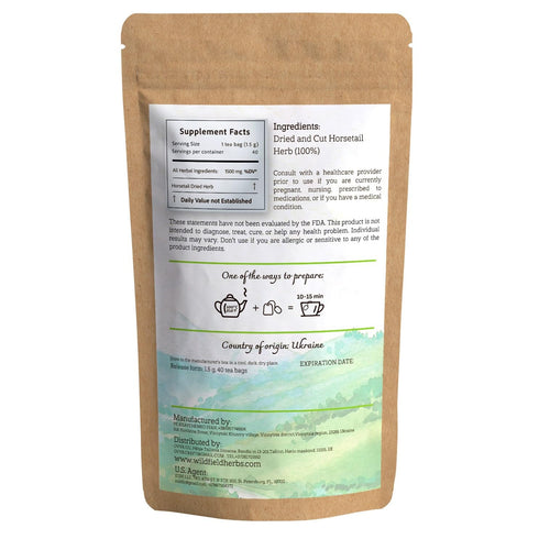 40 Dried Horsetail Herb Tea Shavegrass (Equisetum Arvense) - 40 Count 1.5 g Tea BagsField Horsetail Leaf Herb Tea...
