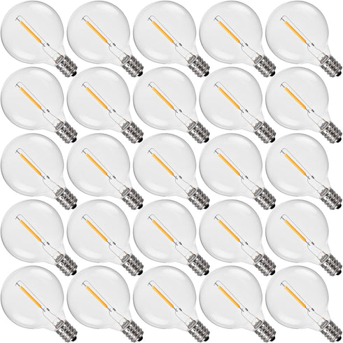 G40 LED Replacement Bulbs 25-Pack, Shatterproof Outdoor String Light Bulb for Patio, 120V 1W E12 Small Round Light Bulbs for Indoor Outdoor Decor,...
