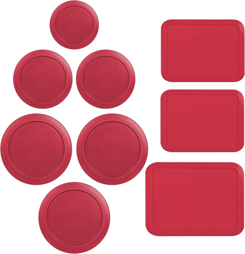 Replacement Lids for Pyrex Containers (1) 1-Cup (2) 2-Cup (2) 4-Cup (1) 7-Cup (2) 3-Cup (1) 6-Cup Round Rectangle (Red)...